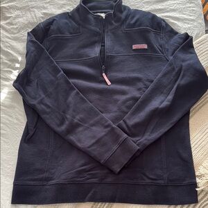 Vineyard Vines Blue Zip Up Sweater with Standing Collar